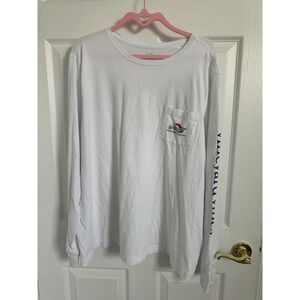 Vineyard Vines Mens Long Sleeve Christmas Whale Graphic T Shirt White Size XXL